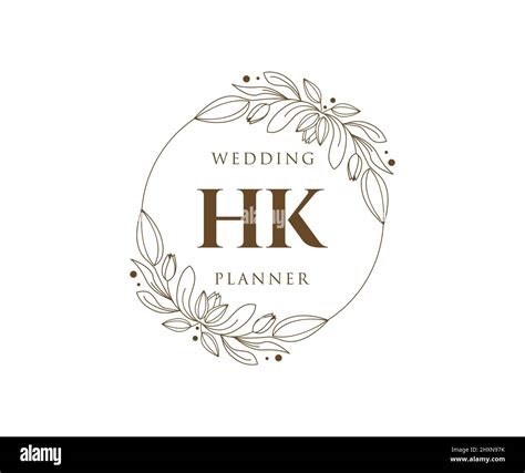 hk initials letter wedding monogram logos collection hand drawn modern minimalistic and floral