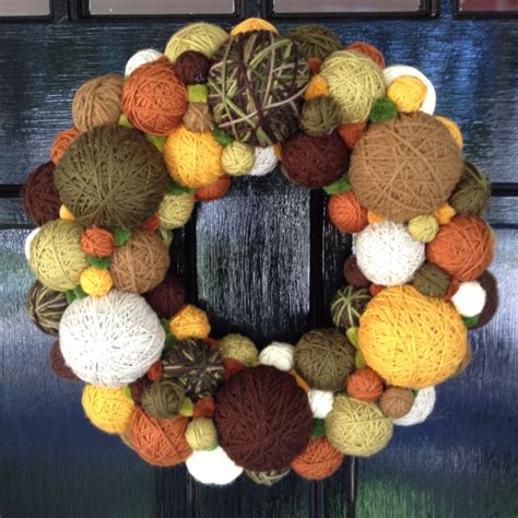 Yarn Ball Wreath ~ Dtb Yarn Ball Wreath Pom Pom Wreath Yarn Ball