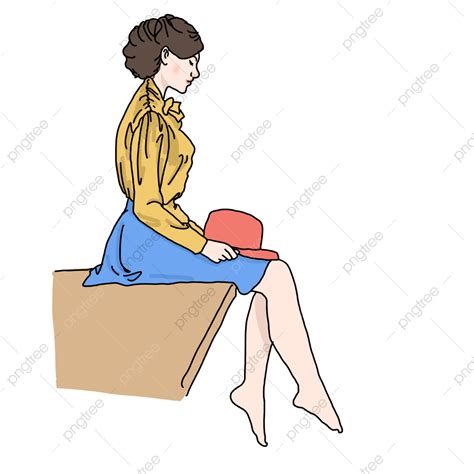 Sitting Girl Clipart Transparent Png Hd Girl Sitting With Hat Holding