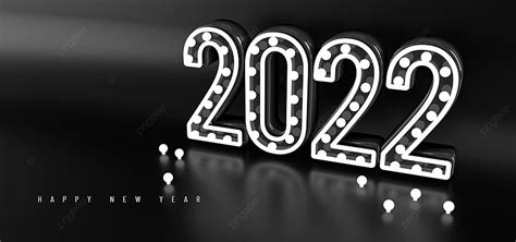 Happy New Year 2022 3d With Light Bulb On Text Style Background Happy