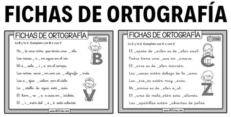 Fichas Con Ejercicios De Ortografía Para Niños