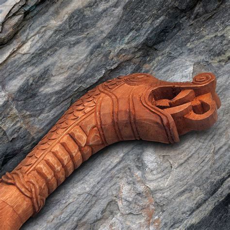 Hand Carved Viking Style Wooden Walking Cane With Rustic Etsy