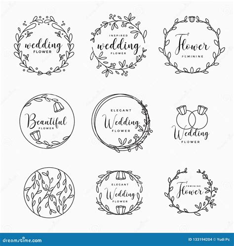 Wedding Logo Design Template Feminine Elegant Wedding Logo Design