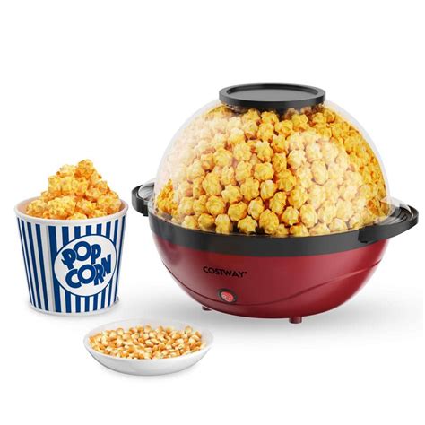 Costway 850w 6qt Red Oil Stirring Popcorn Machine Popcorn Popper Maker