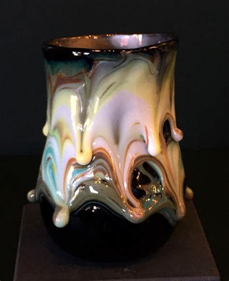 Blown Glass Wine Cup Artist George Watson Heavily Textured Etsy
