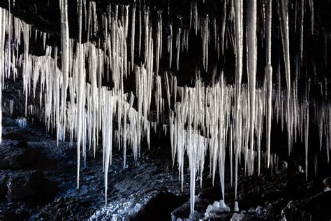 Ice Stalactites In The Cave Stock Image Image Of Mysterious Icicles