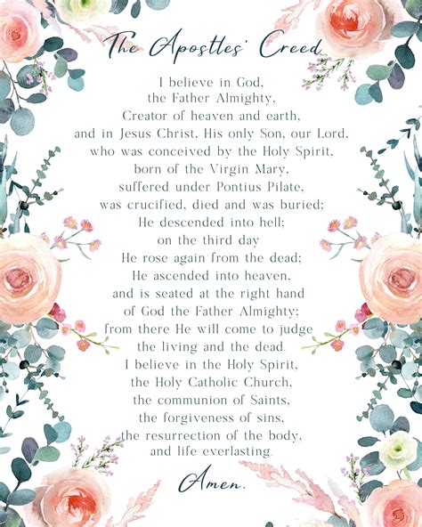 The Apostles Creed Prayer Print Quote Prints Quote Wall Etsy