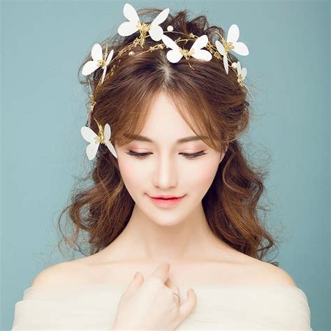 Gold Color Baroque Headbands Bridal Butterfly Crown Tiara Hair Jewelry