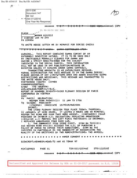 Declassified Records Related To The Vietnam Paris Peace Talks 1972 1973