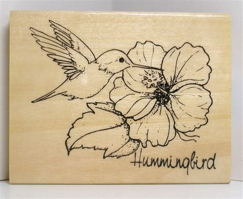 This is the horizontal view of the hummingbird/flower thing i was working on. HUMMINGBIRD with HIBISCUS Flower Rubber Stamp door ...