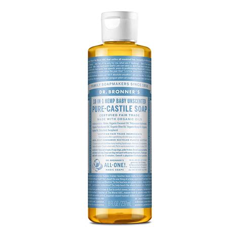 Dr Bronners Pure Castile Liquid Soap Baby Unscented 8 Ounce