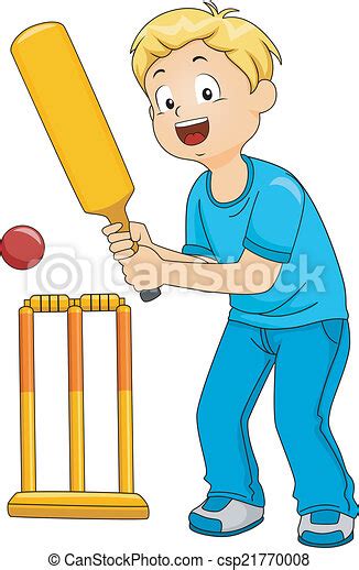 Vector Clipart Of Cricket Boy Illustration Of A Boy Playing Cricket