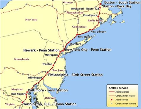 Map Route Of Acela Express High Speed Train Acela Amtrak Nw York City