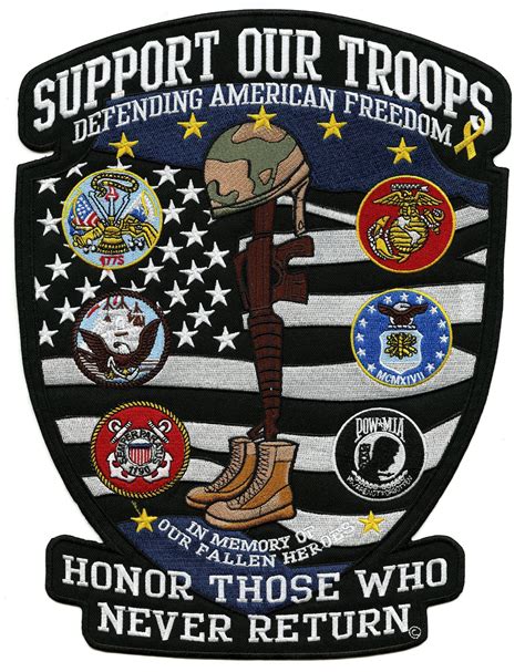 Support Our Troops Patch Us Military Veteran Pow Mia Embroidered