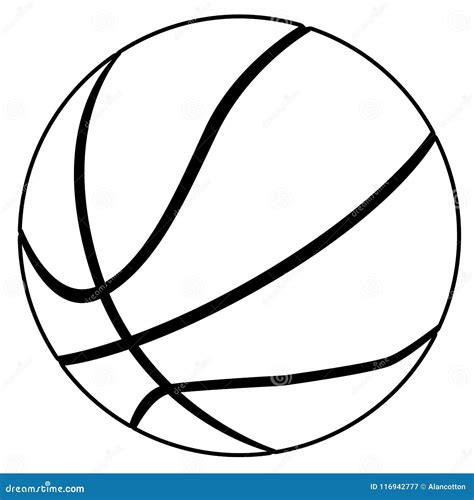 Black And White Basketball Line Drawing On White Stock Vector