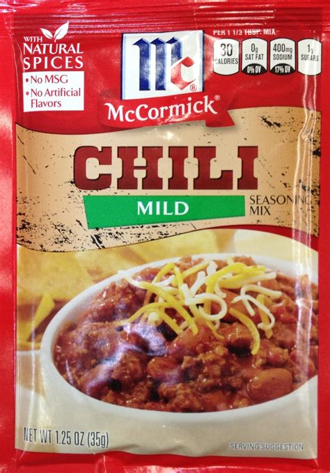 Mccormick Mild Chili Seasoning Mix 125oz 20 Packets