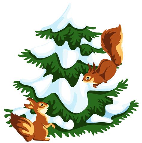 Transparent Snowy Tree With Squirrels Png Clipart Gallery