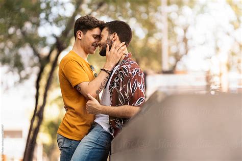 Gay Male Couple Kissing By Stocksy Contributor Santi Nu Ez Stocksy