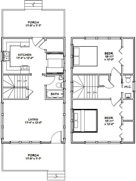 18x30 House 18x30h8 999 Sq Ft Excellent Floor Plans Tiny