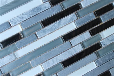 Bliss Midnight Stone And Glass Linear Mosaic Tiles Rocky Point Tile