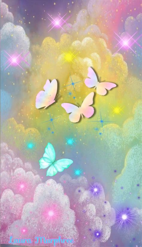 Glitter Butterfly Phone Wallpaper Sparkle Rainbow Colorful Clouds Sparkle Sparkling Glittery