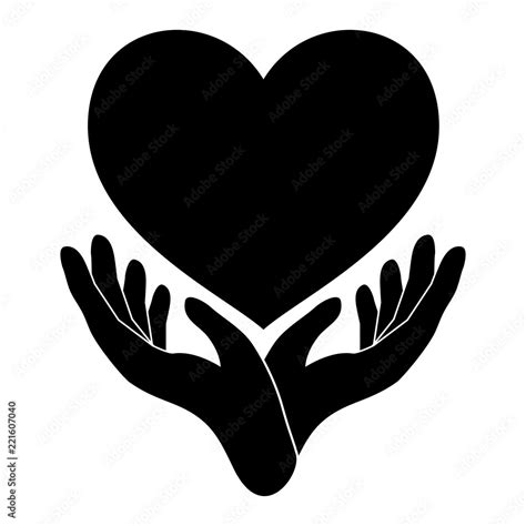 hands holding heart black hand and heart icon hand heart love romance icon heart in hand