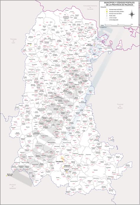 Palencia Mapa Provincial Con Municipios Y Códigos Postales
