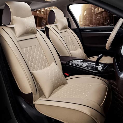 Buy Deluxe Pu Leather Car Seat Cover Cushion Beige