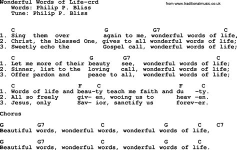 Top 500 Hymn Wonderful Words Of Life Lyrics Chords And Pdf