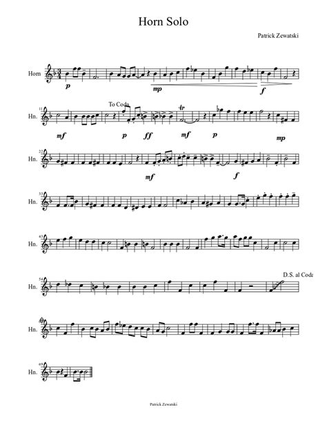 Horn Solo Sheet Music For French Horn Solo