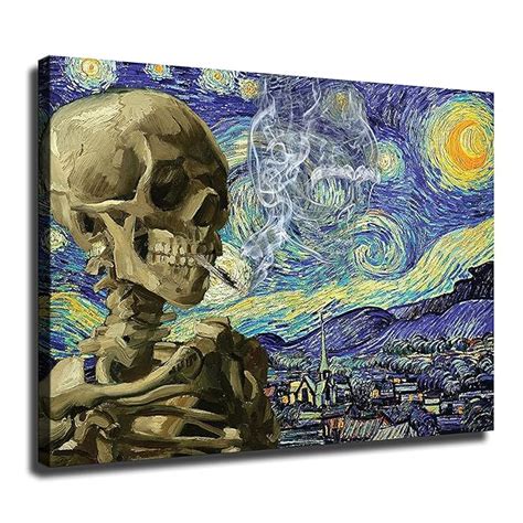 Buy Funny Bathroom VinVincent Van Gogh Starry Night Skull Cigarette