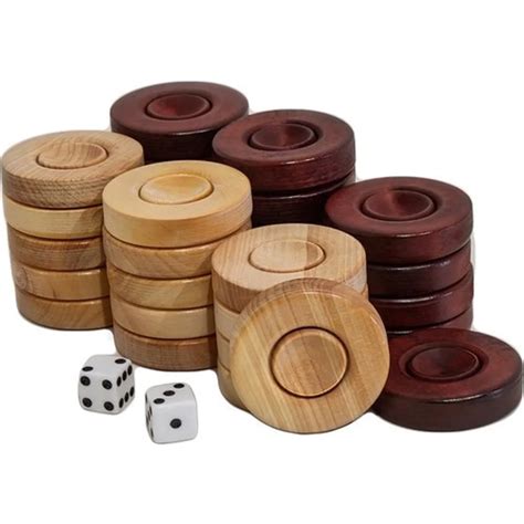 Wooden Backgammon Pieces Natural Wood Backgammon Checkers And Dices