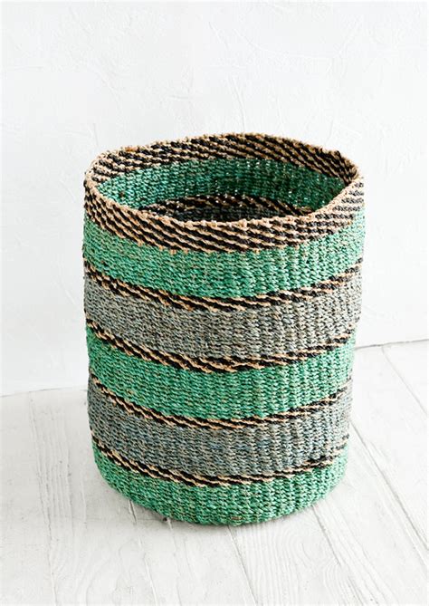 Dyed Stripe Natural Banana Leaf Storage Storage Basket Leif