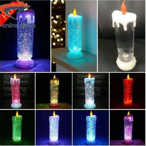 Led Colour Changing Swirling Glitter Candle Flickering Flameless