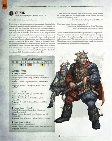 Guard Warhammer Fantasy Roleplay Fourth Edition Rulebook Warhammer