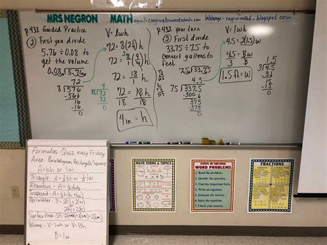 Mrs Negron 6th Grade Math Class Lesson 153 Solving Volume Equations