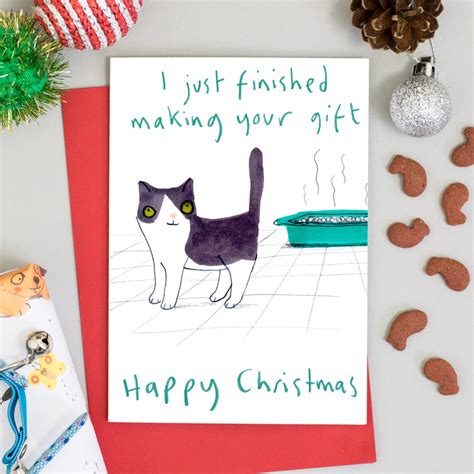 Cat Christmas Card Funny Holiday Card Cute Tuxido Cat Etsy