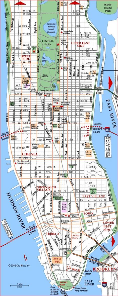 Manhattan Street Map New York City Vacation New York City Map