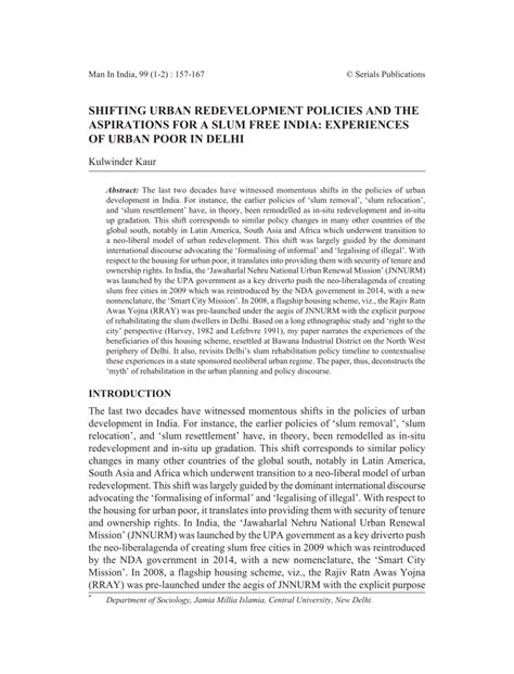 Pdf Shifting Urban Redevelopment Policies And The Aspirations For A