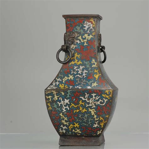 Antique Japanese Enamel Bronze Vase Archaic Vessel Japan Edo Or Meiji