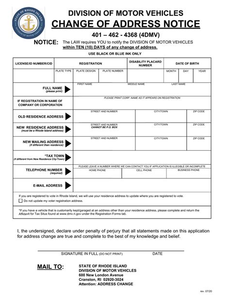 Rhode Island Change Of Address Notice Fill Out Sign Online And