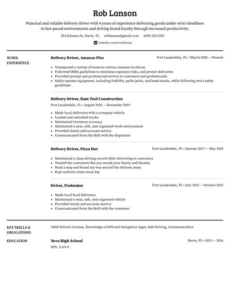 Delivery Driver Resume Example And Writing Tips For 2022