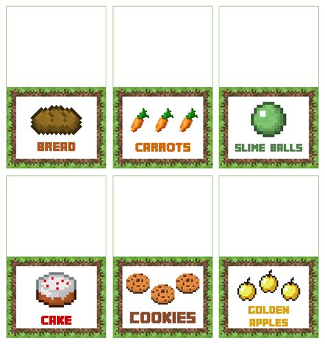 Minecraft Food Card 10 Free Pdf Printables Printablee