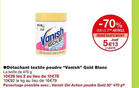 Promo Détachant Textile Poudre Vanish Gold Blanc Chez Monoprix