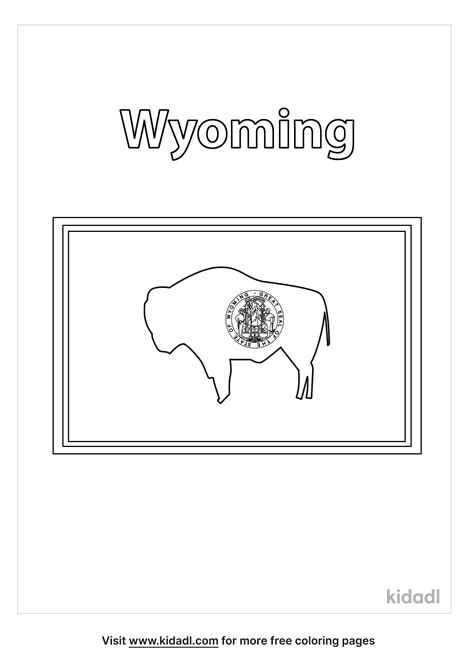 Wyoming State Flag Coloring Page Free Flags Coloring Page Kidadl