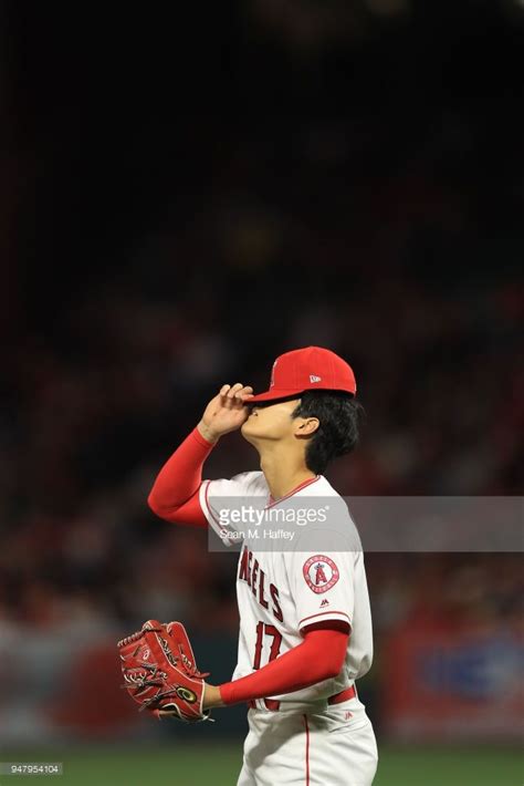Shohei Ohtani 17 Of The Los Angeles Angels Of Anaheim Looks On During