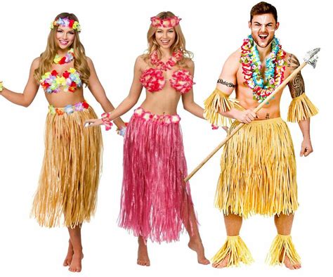 Hawaii Party Kit 5pc Costume Outfit Hawaiian Fancy Dress Beach Party Mens Ladies Luau Outfits