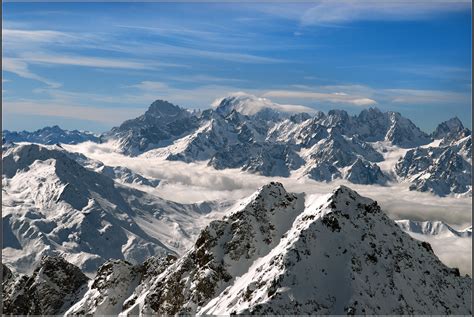 Mont Blanc Massif in Winter time . Taken from Mont Fort ...