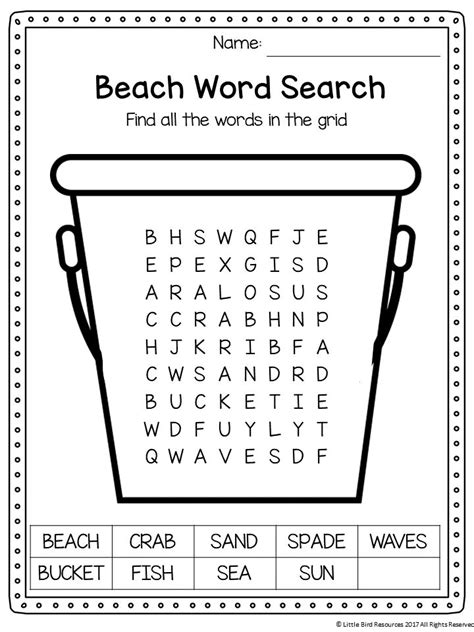 Summer Word Search With Beach Theme Free Summer Words