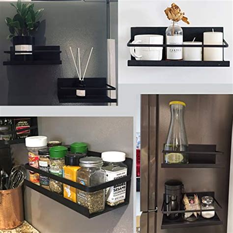 Magnetic spice rack for refrigerator kitchen storage rack with hook paper towel holder refrigerator side hanging organizer shelf. Roysili Magnetic Spice Rack Refrigerator Spice Rack Single ...